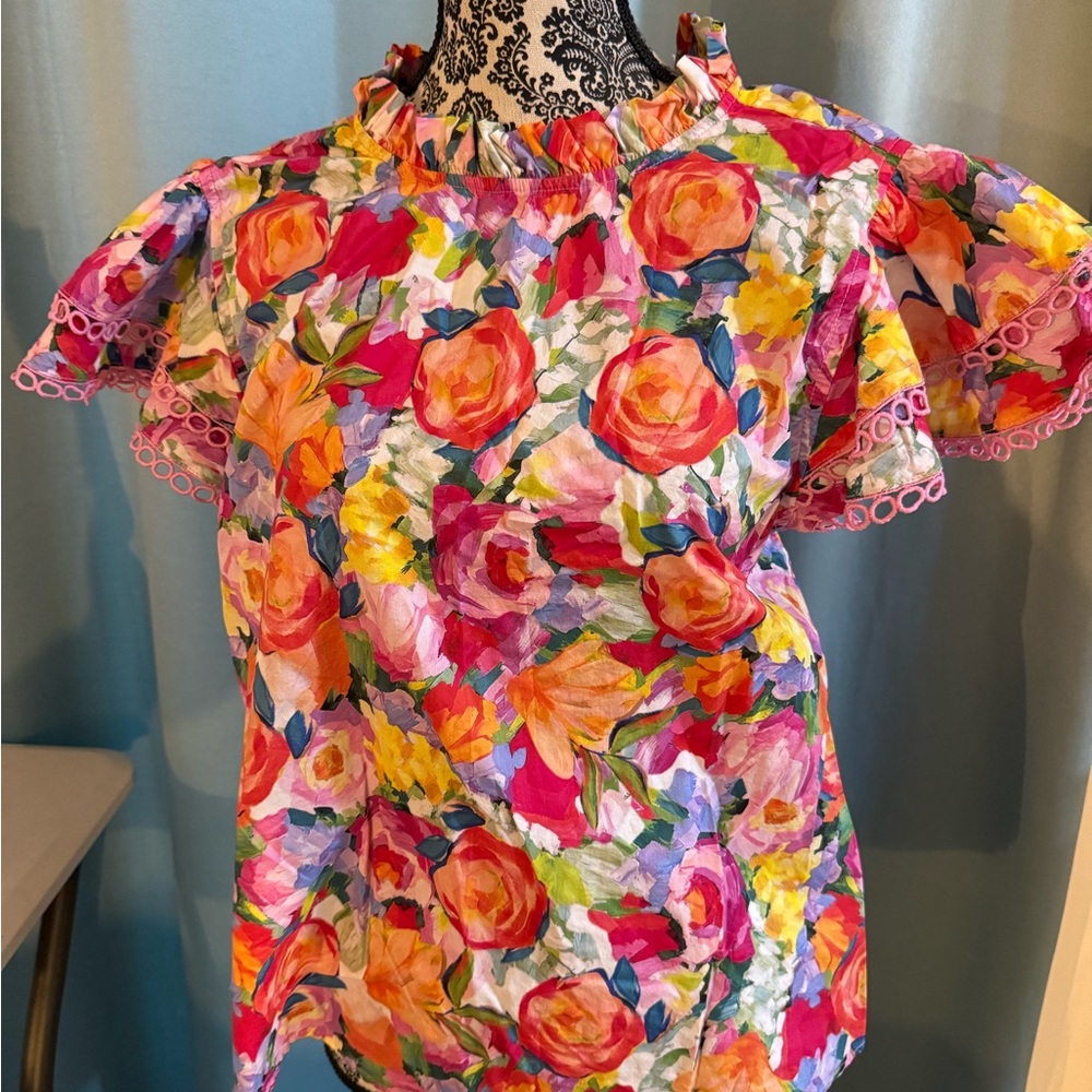 Floral Ruffle Sleeve Blouse